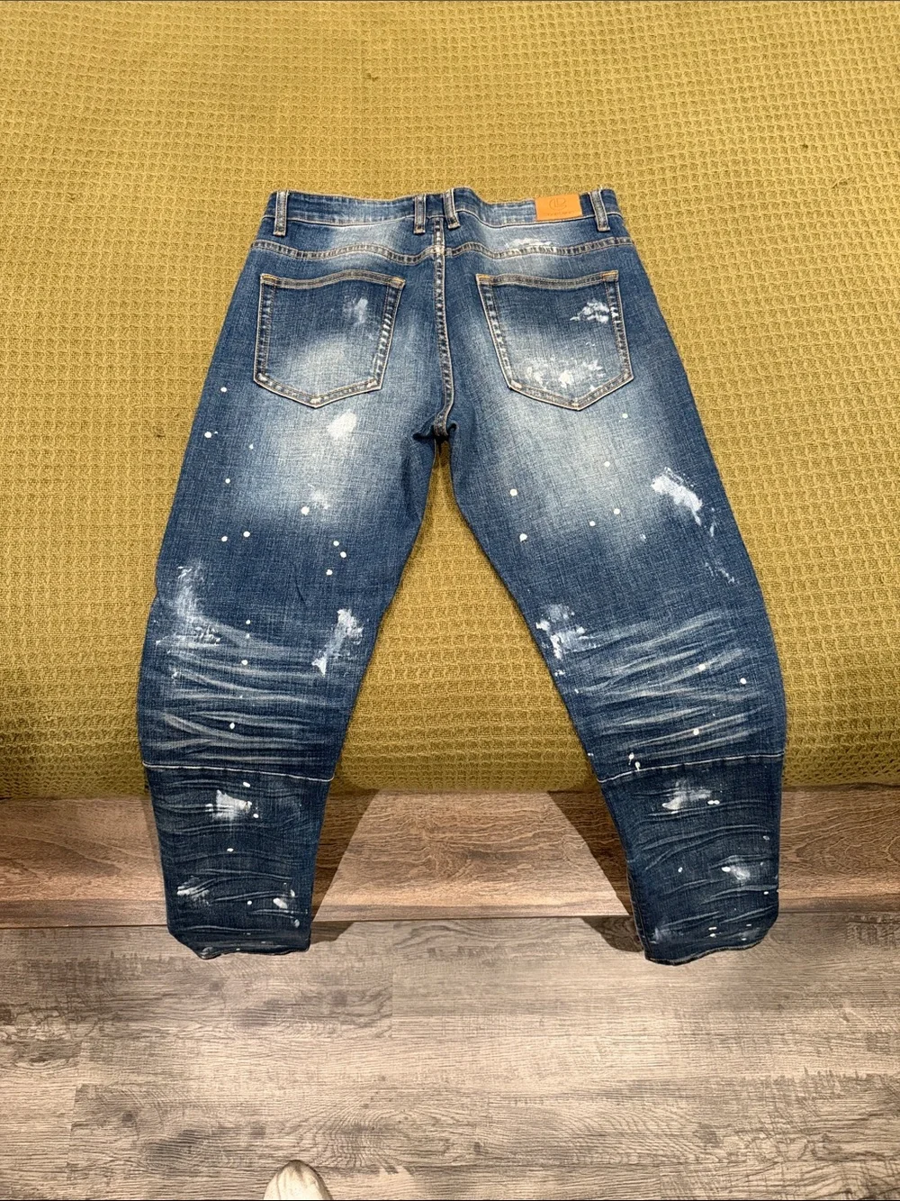 Men's Distressed Blue Painter-Style Jeans